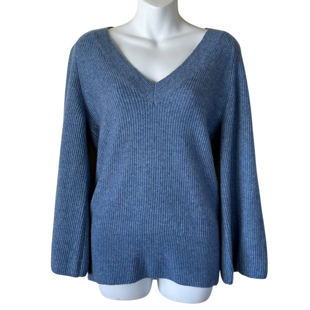 White House Black Market soft blue v-neck sweater size M